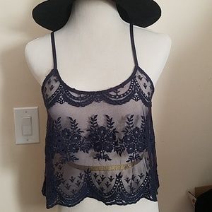 Blue crop top Lacey lace